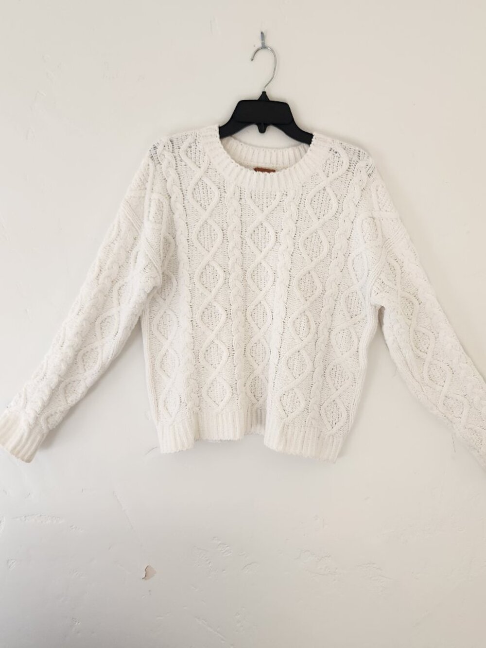 POL white knit sweater, size S